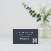 Navy Blue QR Code Professionele Foto Visitekaartje (Staand voorkant)