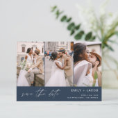 Navy Blue QR Code Save the Date 4 Foto0 (Staand voorkant)