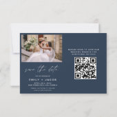 Navy Blue QR Code Save the Date 4 Foto0 (Achterkant)