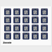 Navy Blue QR Code Stickers Business Logo Square (Vel)