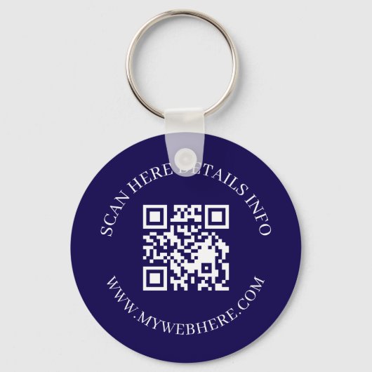 Navy Blue QR Code Text Corporate Swag Keychains Sleutelhanger (Voorkant)