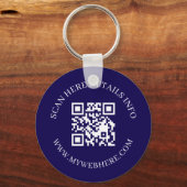 Navy Blue QR Code Text Corporate Swag Keychains Sleutelhanger (Voorkant)