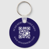 Navy Blue QR Code Text Corporate Swag Keychains Sleutelhanger (Achterkant)