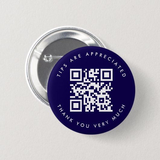 Navy Blue QR Code Tip Ronde Button 5,7 Cm (Voorkant /achterkant)