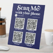 Navy Blue QR-codenetwerk Modern bedrijfsteken Reclamebord Met Voetstuk (Insitu)