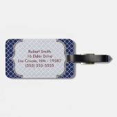 Navy Blue Quarterfoil Latti Monogram Bagagelabel (Achterkant horizontaal)
