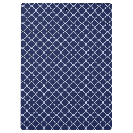 Navy Blue Quarterfoil Latti Monogram Clip Board Klembord (Achterkant)