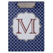 Navy Blue Quarterfoil Latti Monogram Clip Board Klembord (Voorkant)