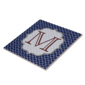 Navy Blue Quarterfoil Latti Monogram Display Tegel Tegeltje (Zijkant)