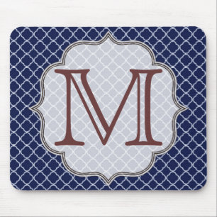 Navy Blue Quarterfoil Latti Monogram Muismat