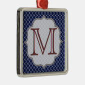 Navy Blue Quarterfoil Latti Monogram Ornament (Rechts)