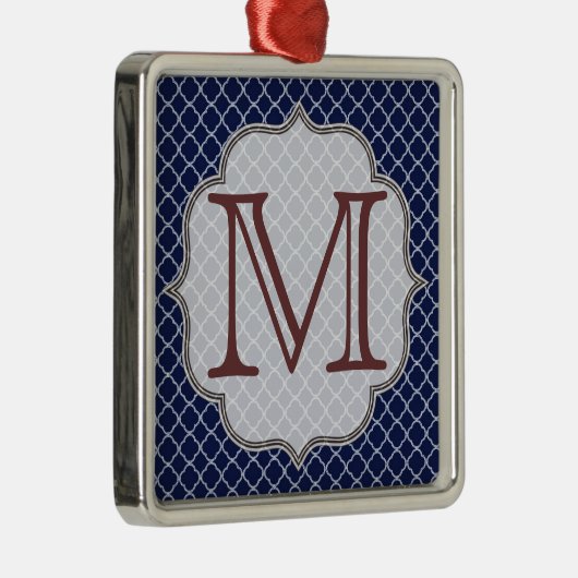 Navy Blue Quarterfoil Latti Monogram Ornament (Rechts)