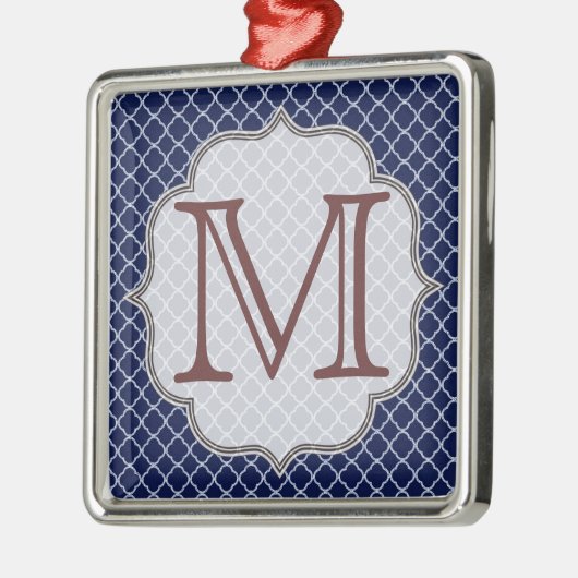 Navy Blue Quarterfoil Latti Monogram Ornament (Links)