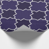 Navy Blue Quatrefoil geometrisch patroon Cadeaupapier (Hoek)