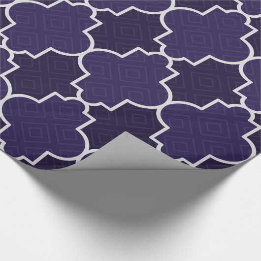Navy Blue Quatrefoil geometrisch patroon Cadeaupapier (Hoek)