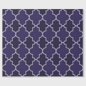 Navy Blue Quatrefoil geometrisch patroon Cadeaupapier (Vlak)