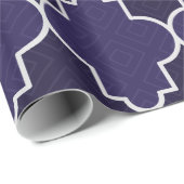 Navy Blue Quatrefoil geometrisch patroon Cadeaupapier (Rol Hoek)