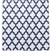 Navy-Blue Quatrefoil Ikat geometrisch patroon Douchegordijn (Voorkant)