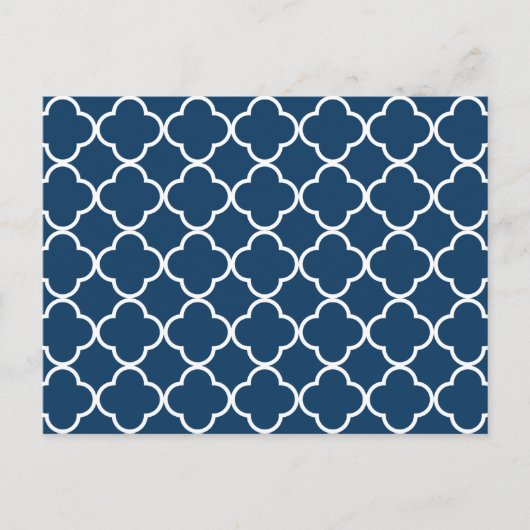 Navy Blue Quatrefoil, Latticework, Trellis Briefkaart (Voorkant)