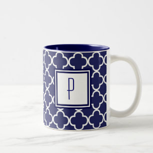 Navy Blue Quatrefoil Monogram Mok