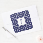 Navy Blue Quatrefoil Monogram Stickers (Envelop)