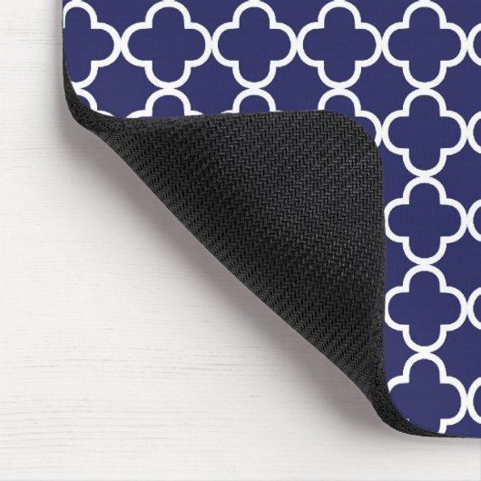 Navy Blue Quatrefoil Mousepad Muismat (Hoek)