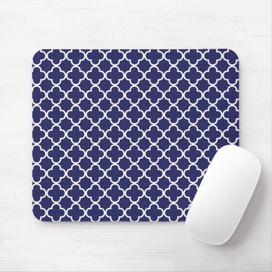 Navy Blue Quatrefoil Mousepad Muismat (Met muis)