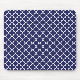 Navy Blue Quatrefoil Mousepad Muismat