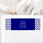 Navy Blue Quatrefoil Pattern Etiket (Insitu)