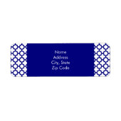 Navy Blue Quatrefoil Pattern Etiket (Voorkant)