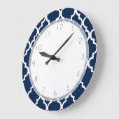 Navy Blue Quatrefoil Pattern Grote Klok (Hoek)