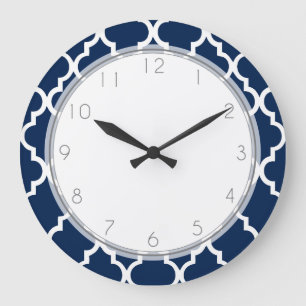 Navy Blue Quatrefoil Pattern Grote Klok