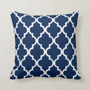 Navy Blue Quatrefoil Pattern Kussen