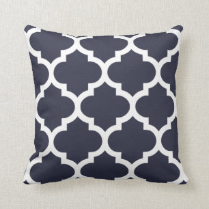 Navy Blue Quatrefoil Pillow Kussen