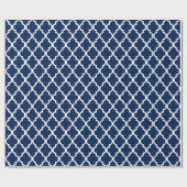 Navy Blue Quatrefoil Tiles Pattern Cadeaupapier (Vlak)
