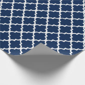 Navy Blue Quatrefoil Tiles Pattern Cadeaupapier (Hoek)