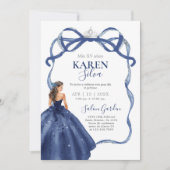 Navy Blue Quinceanera Invitation Kaart (Voorkant)