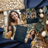 "Navy Blue Quinceañera Invitations" "Trendy Quince Drieluik Uitnodiging