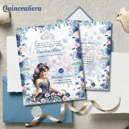 Navy Blue Quinceanera Jurk Bloemen Rozen