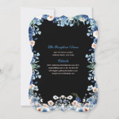Navy Blue Quinceanera Jurk Bloemen Rozen Kaart (Achterkant)