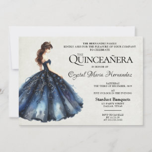 Navy Blue Quinceañera Kaart