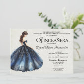 Navy Blue Quinceañera Kaart (Staand voorkant)