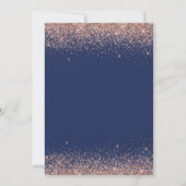 Navy Blue Quinceanera Roos Gold Blush Pink Kaart (Achterkant)