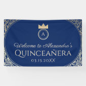 Navy Blue Quinceanera Spandoek (Horizontaal)