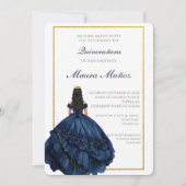 Navy blue quinceañera uitnodiging (Voorkant)