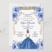 Navy Blue Quinceanera Uitnodiging (Voorkant)