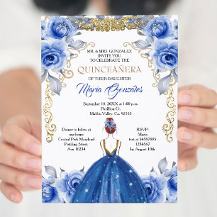 Navy Blue Quinceanera Uitnodiging