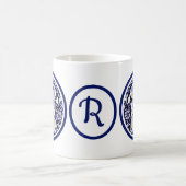 Navy Blue Rabbit Baby Bunny Floral Monogram Koffiemok (Center)