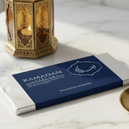 Navy Blue Ramadan Kareem chocoladereep verpakking Flyer