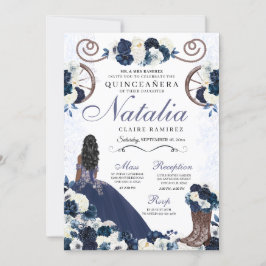 Navy Blue Ranchero Princess Dress Quinceanera Kaart